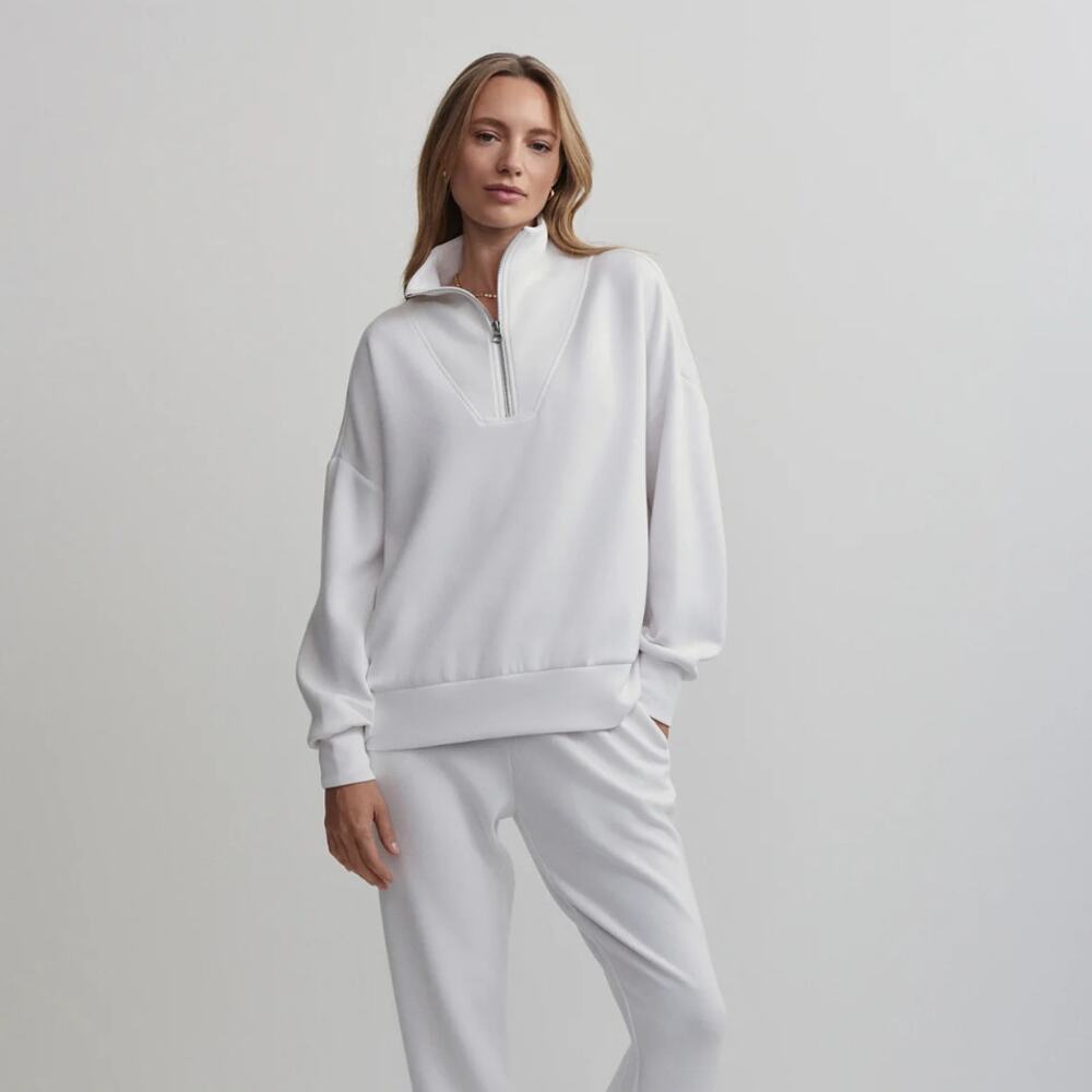 Varley Doublesoft Hawley Half-Zip Sweatshirt Whit… - image 2